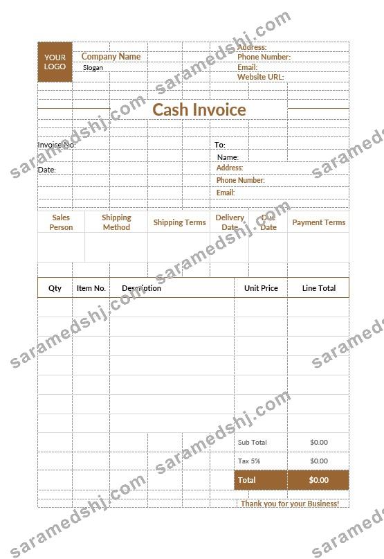 Cash Invoice Template